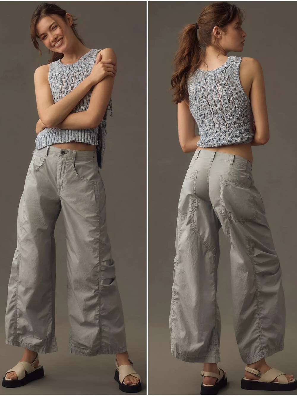 Anthropologie Pilcro Parachute Curve Barrel Wide Leg Pants Trousers Size 26